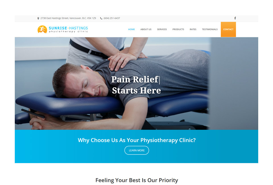 Sunrise Hastings Physiotherapy Front Page
